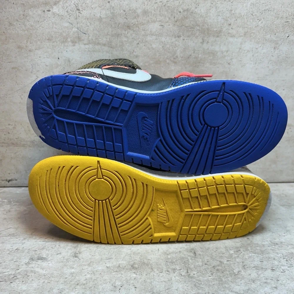 Jordan 1 Mid SE GS Signal Blue Black Multi Color DC4092-001 Kids Size 5Y
